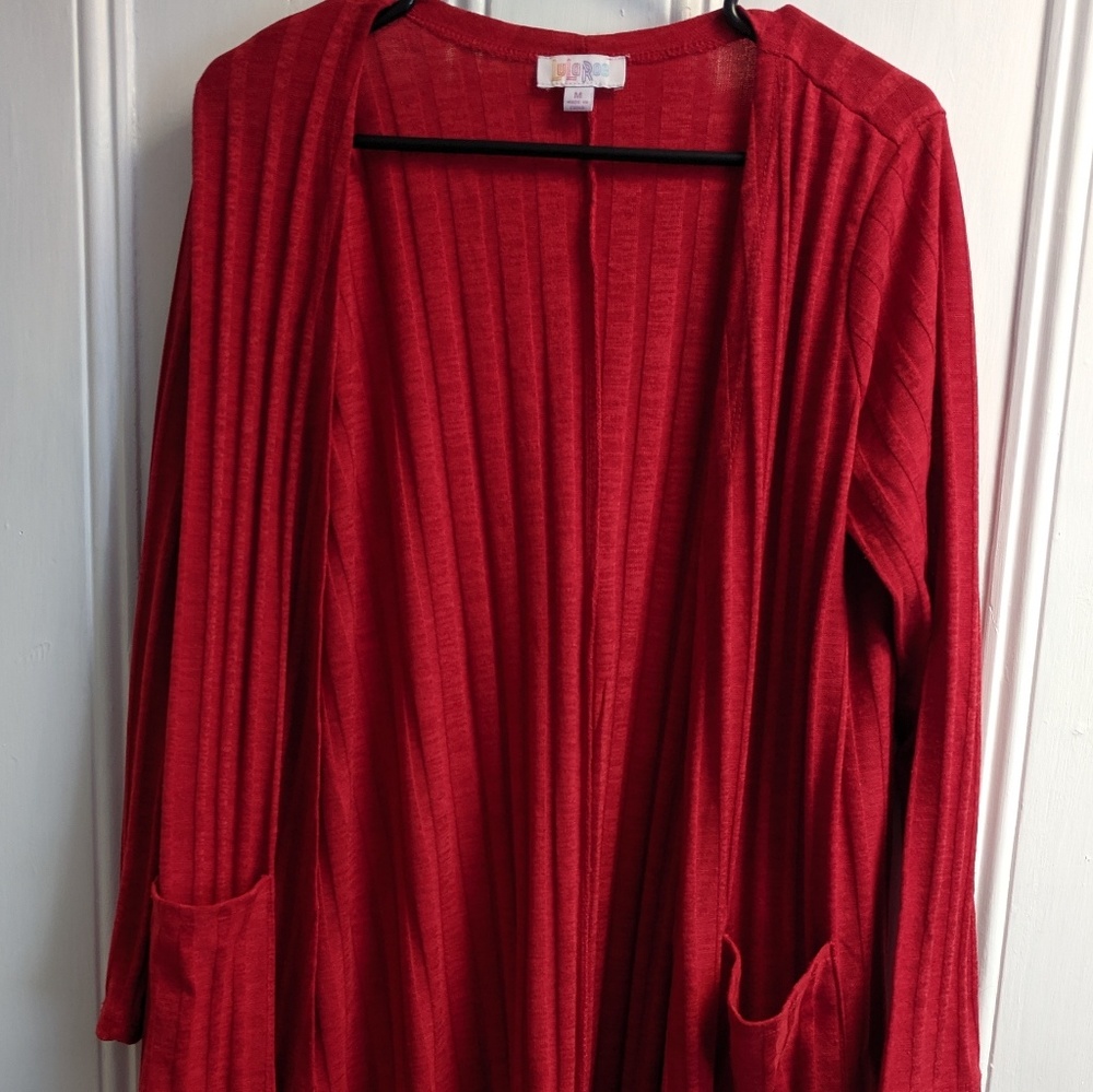 Bright Red Lularoe Sarah Cardigan Size Medium